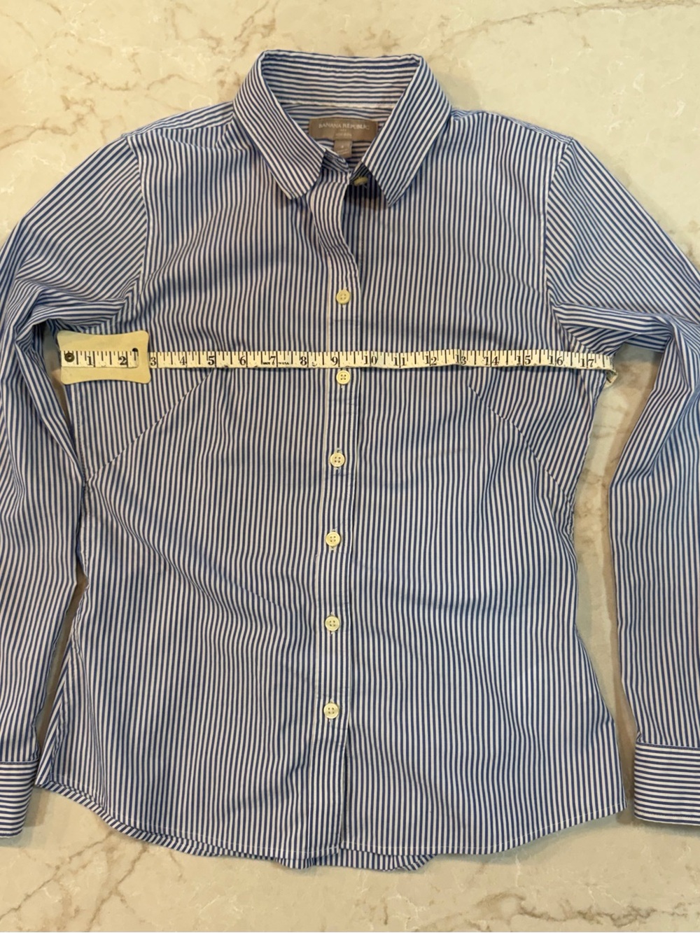 Banana Republic Blue and White Pinstripe Dress Shirt